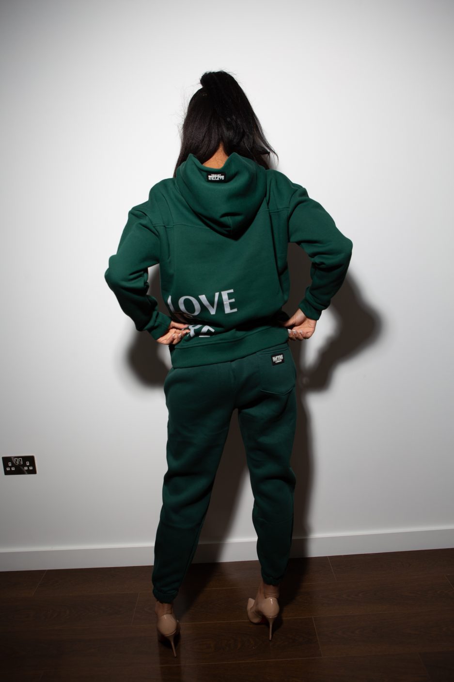 Love Is Free Tracksuit Safyre London in Emerald Green